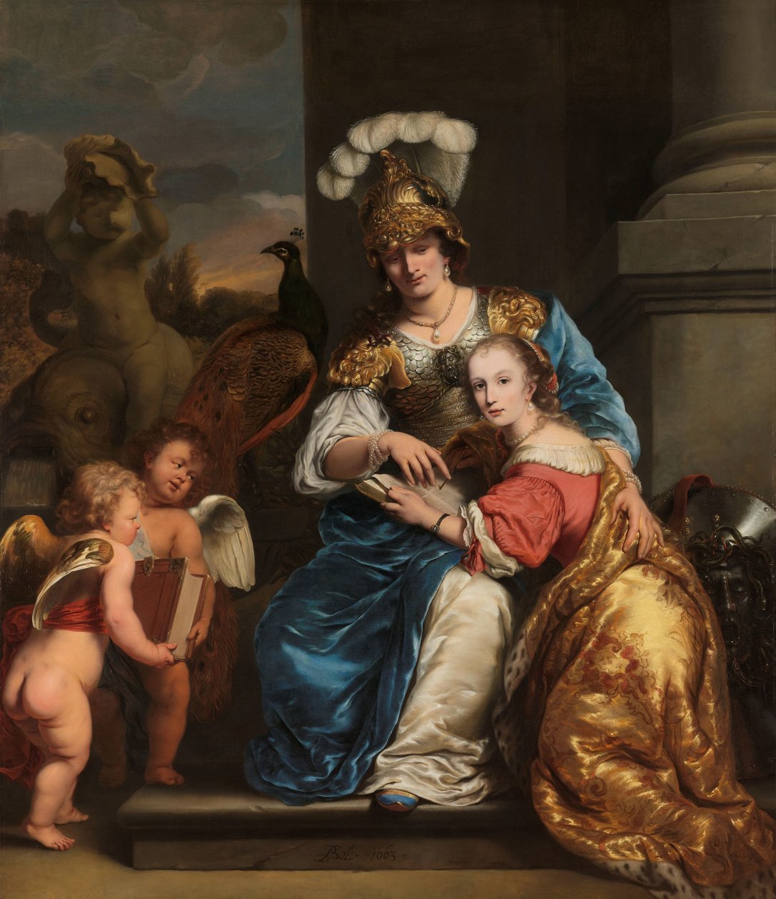 Margarita Trip Minerva szerepében, utasítja nővérét, Anna Maria Tripet A nevelés allegóriája: Margarita Trip (1640-1714) tanítja nővérét, Anna Maria Tripet (1652-1681) alkotó: Ferdinand Bol