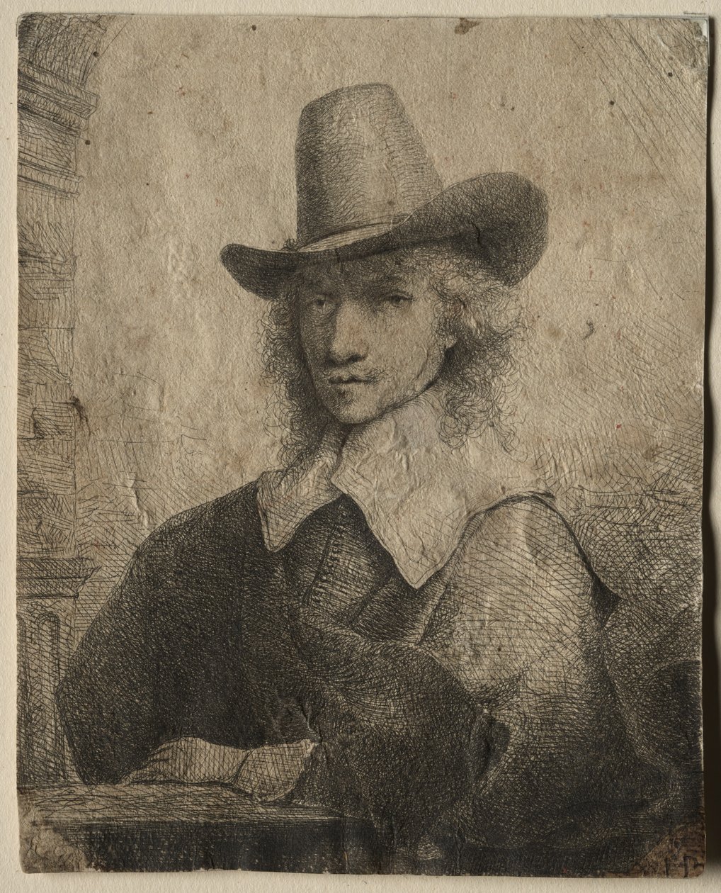 Egy magas kalapos férfi portréja alkotó: Ferdinand Bol