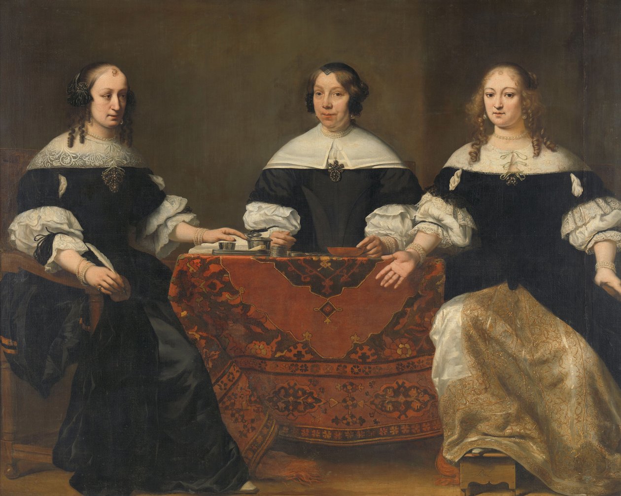 Portré a Leprozenhuis három régensnőjéről, Amszterdam, 1668 körül alkotó: Ferdinand Bol