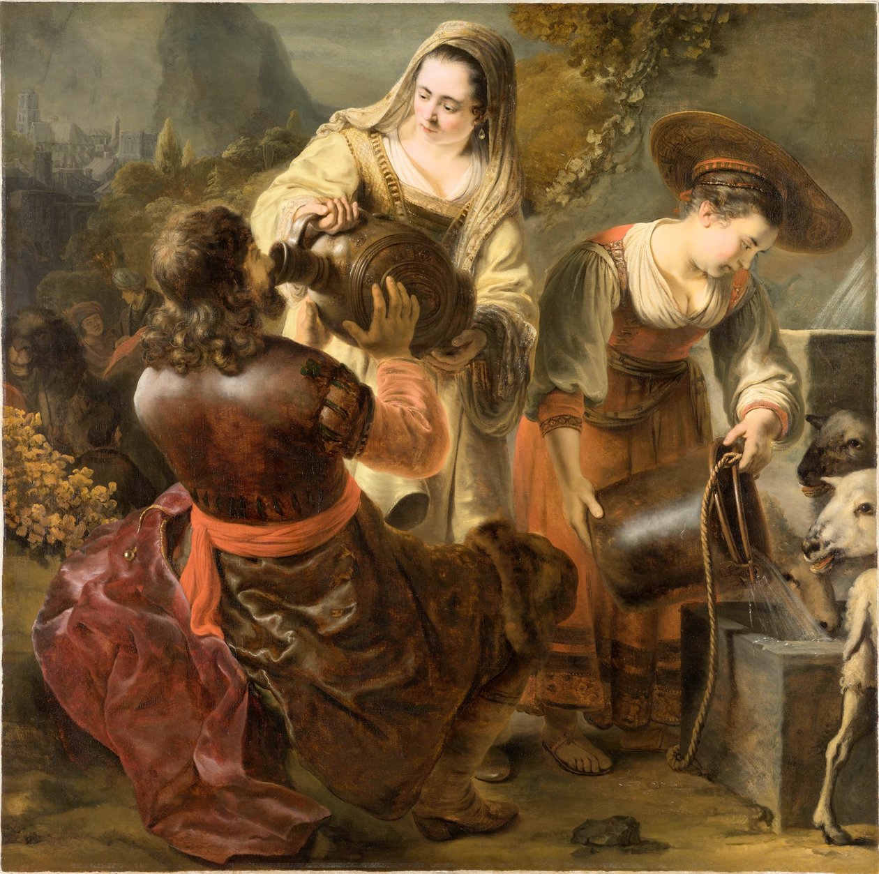 Rebeka és Eliezer a kútnál, c. 1645. alkotó: Ferdinand Bol