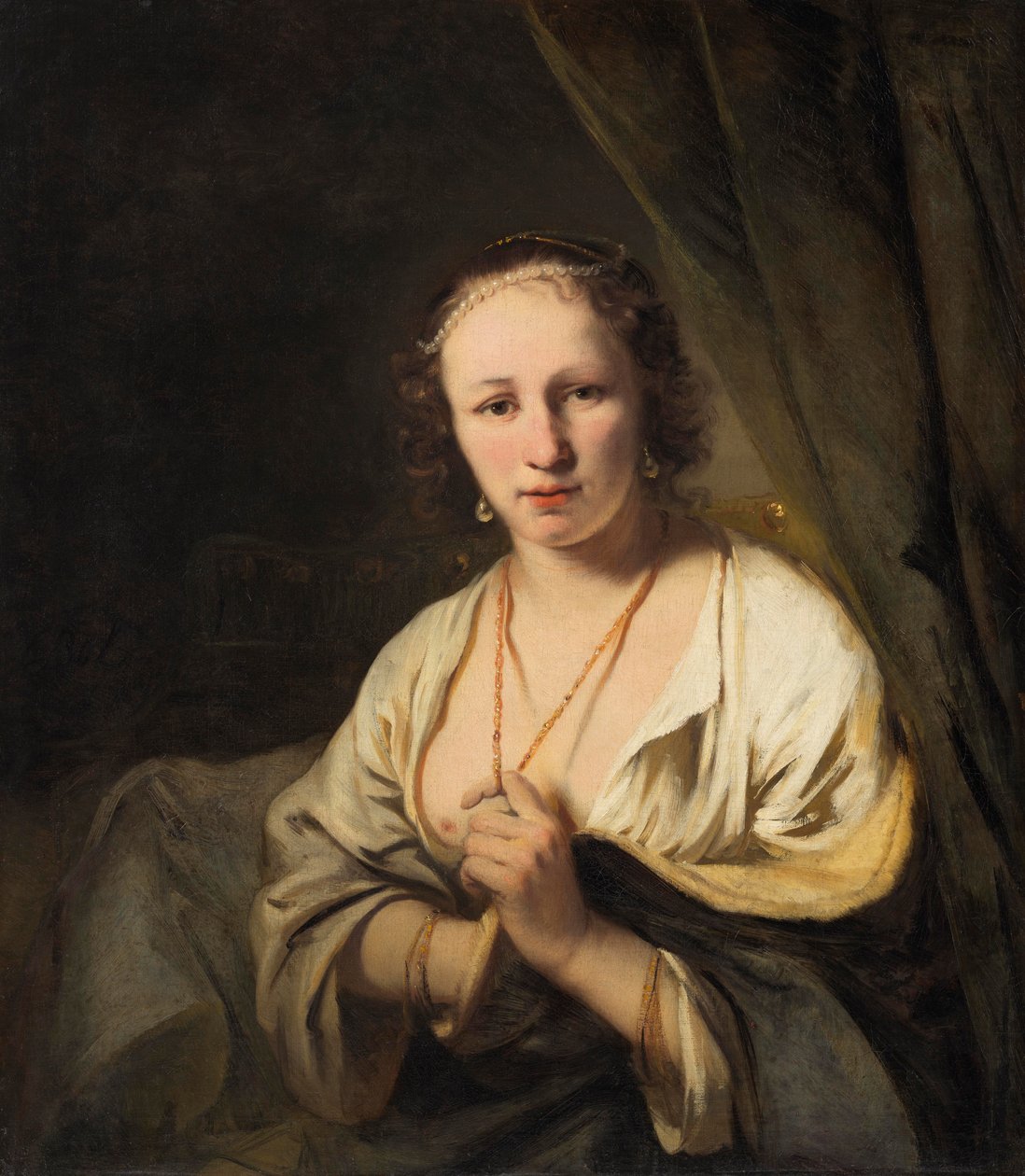 Nő gyöngyökkel a hajában, 1653 körül alkotó: Ferdinand Bol