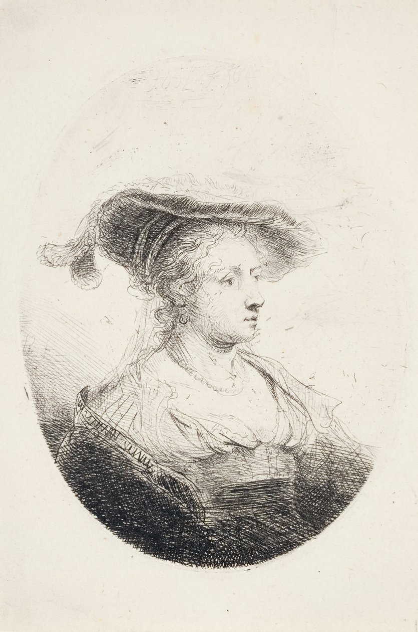 Fiatal hölgy tollas kalapban, 1644 alkotó: Ferdinand Bol