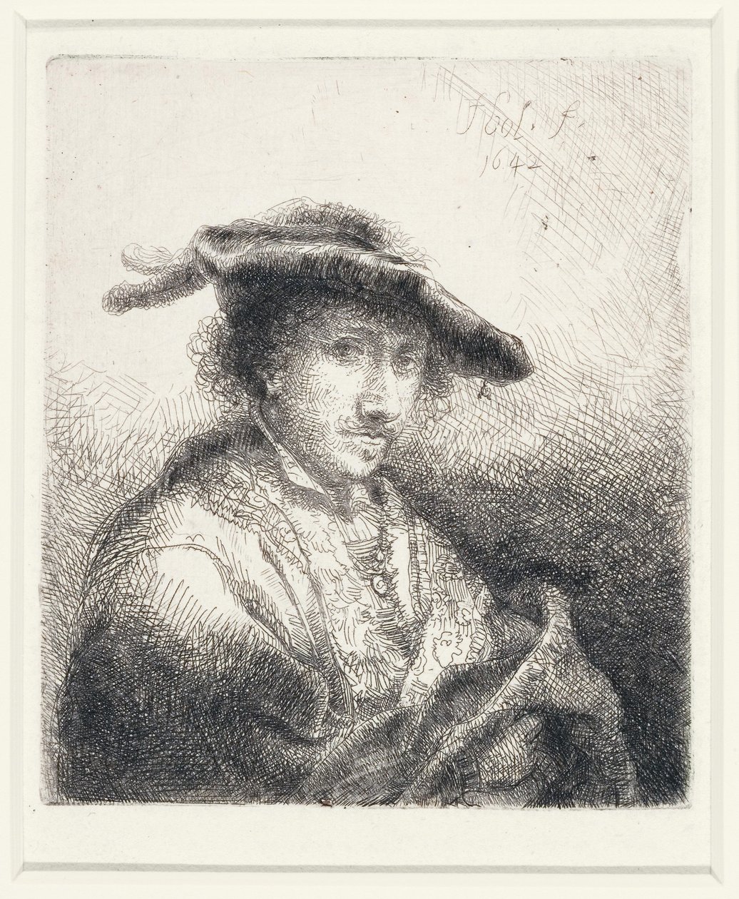 Fiatal férfi tollas kalapban, 1642 alkotó: Ferdinand Bol