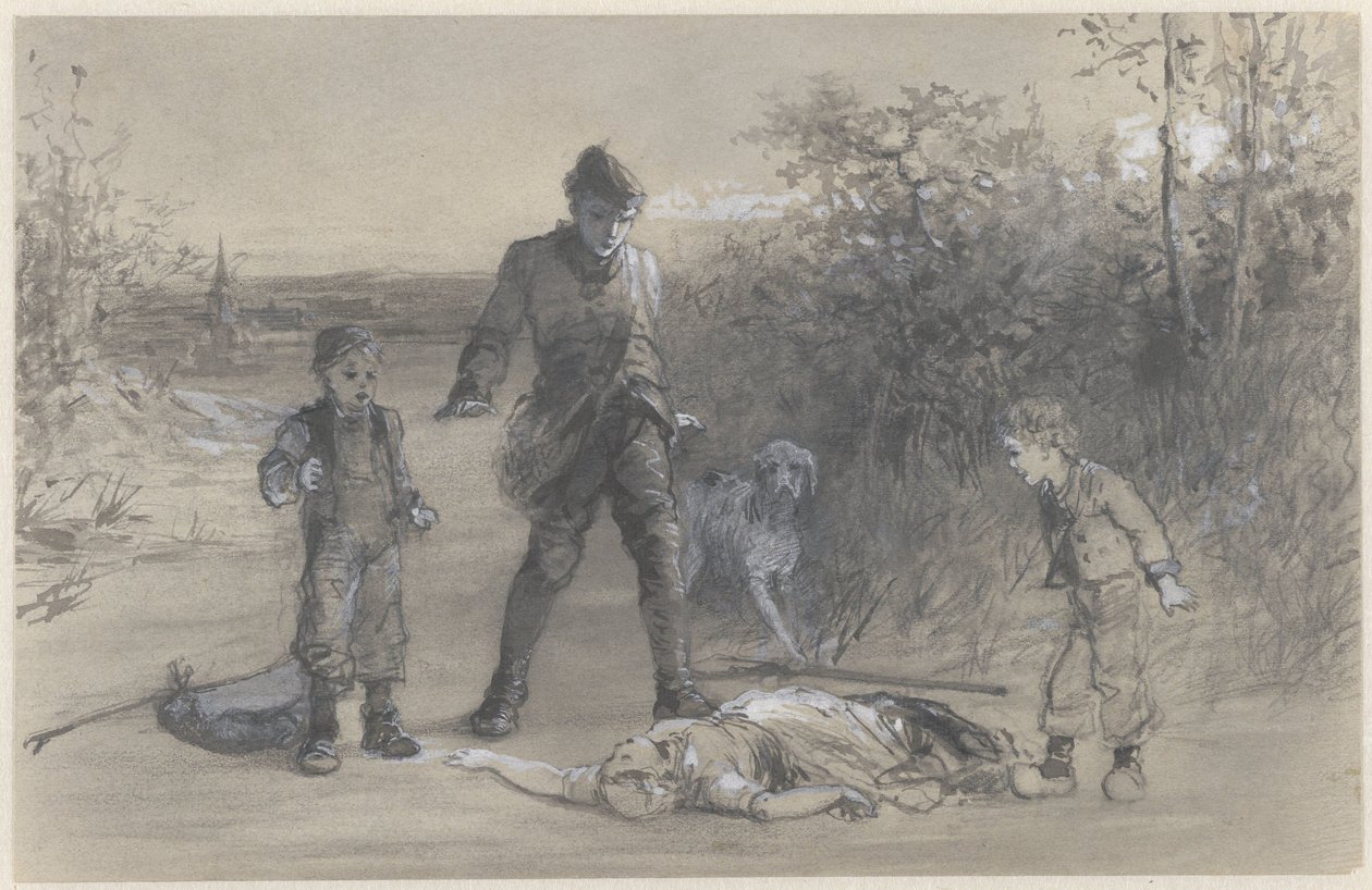 Teun, a vadász Zijtje holttesténél alkotó: Ferdinand Carl Sierich