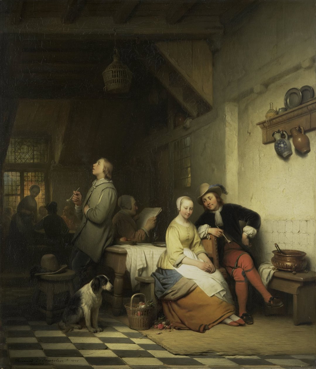 Egy fogadó belseje tizenhetedik századi jelmezben figurákkal alkotó: Ferdinand De Braekeleer (I)