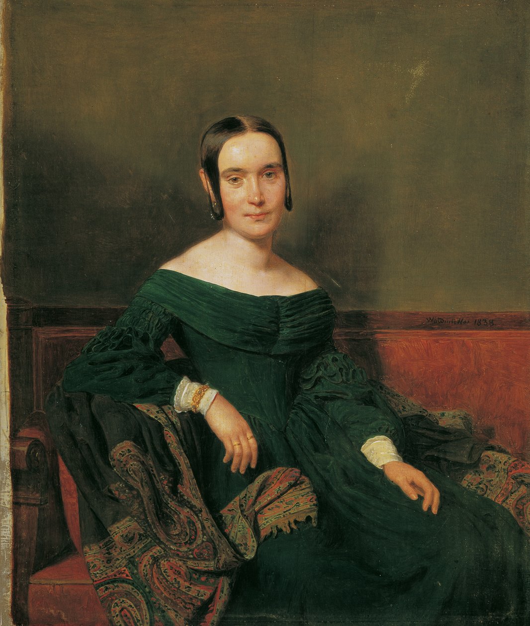 Vermilion ruhás hölgy alkotó: Ferdinand Georg Waldmuller