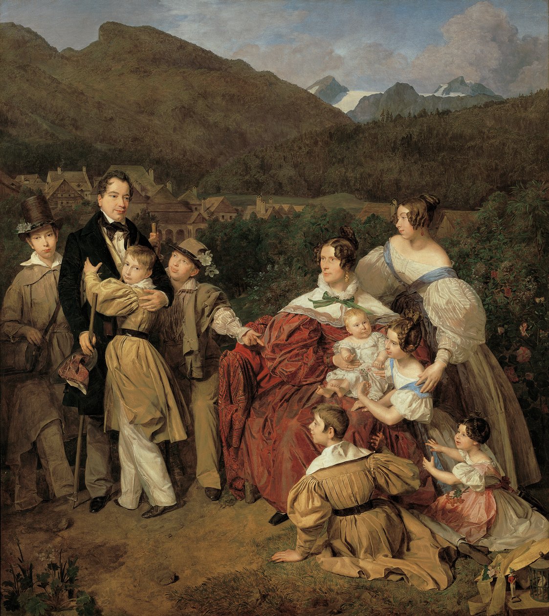 A közjegyző dr. Josef August Eltz feleségével, Caroline-nal (született Schaumburg) és nyolc gyermekükkel Ischlben alkotó: Ferdinand Georg Waldmuller