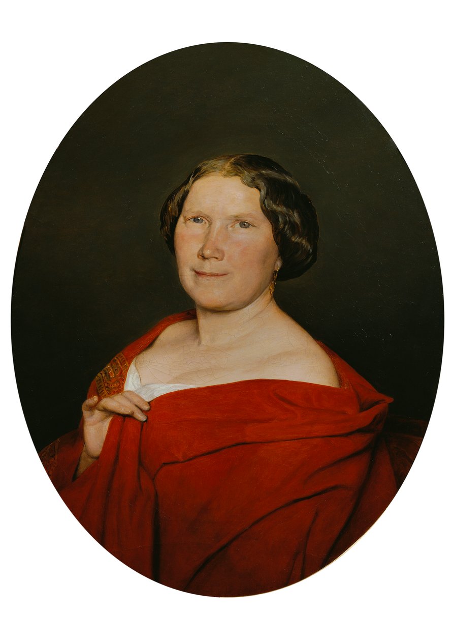 Nő lazacszínű köpennyel alkotó: Ferdinand Georg Waldmuller