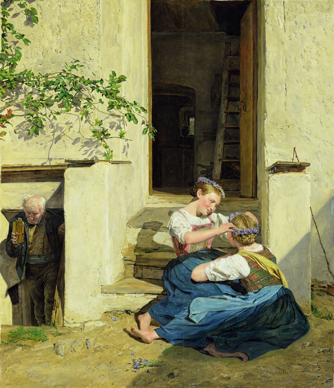 Koszorúkat készítő lányok, 1846 alkotó: Ferdinand Georg Waldmuller