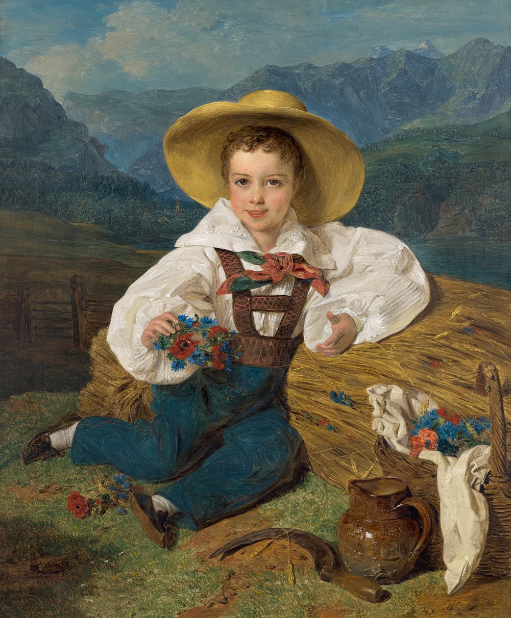 Demetrius Apraxin gróf gyermekként egy hegyi táj előtt alkotó: Ferdinand Georg Waldmuller