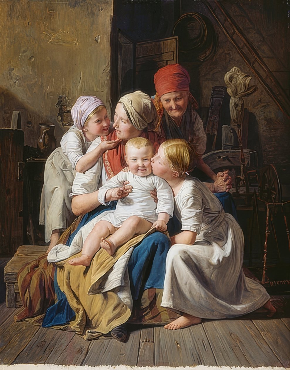 Nagymama örömei. 1852 alkotó: Ferdinand Georg Waldmuller
