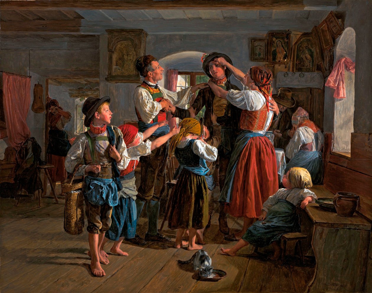 A hadköteles búcsúja – Ferdinand Georg Waldmueller (1793-1865) festménye, olaj, fa (59x74 cm) alkotó: Ferdinand Georg Waldmuller