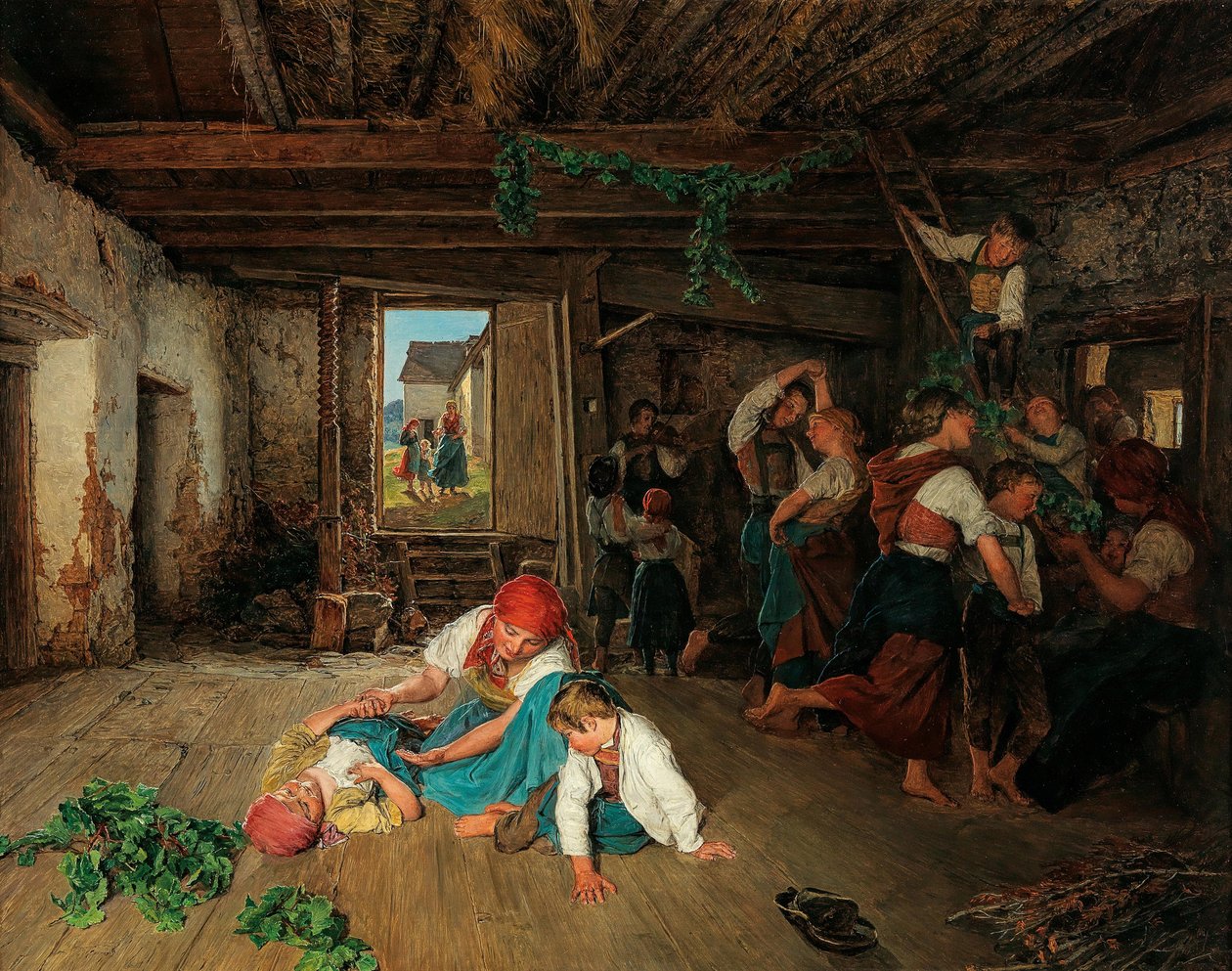 Előkészületek a szüreti ünnepségre, 1860. alkotó: Ferdinand Georg Waldmuller