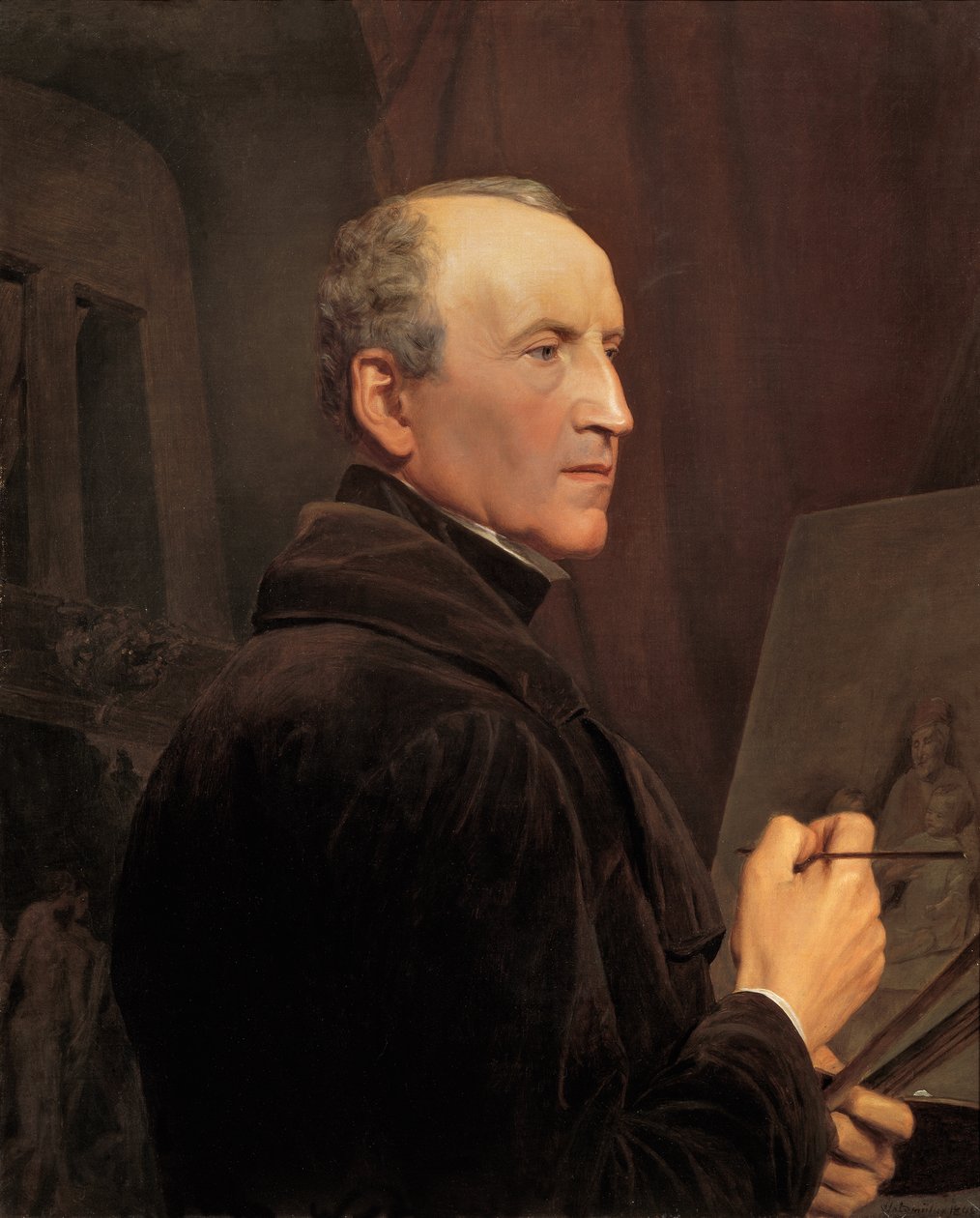 Önarckép a festőállvány előtt alkotó: Ferdinand Georg Waldmuller