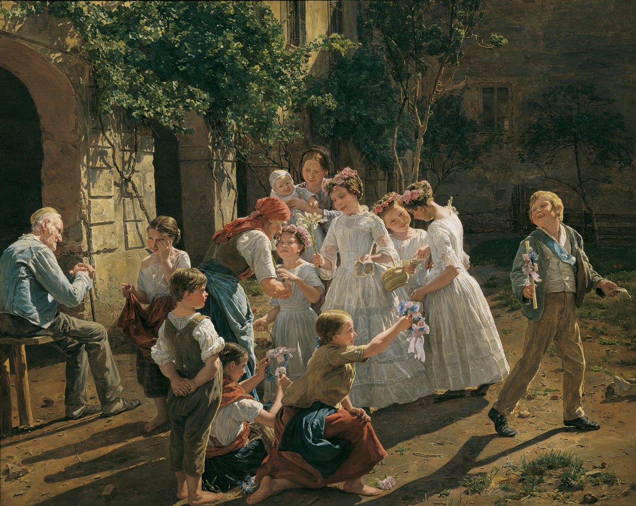 Waldmueller, Ferdinand Georg (1793-1865) Corpus Christi ünnepének reggele. Olaj, fa alkotó: Ferdinand Georg Waldmuller
