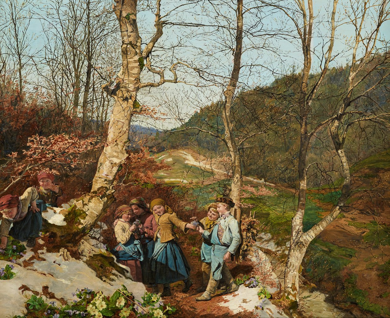 Kora tavasszal a bécsi erdőben alkotó: Ferdinand Georg Waldmuller