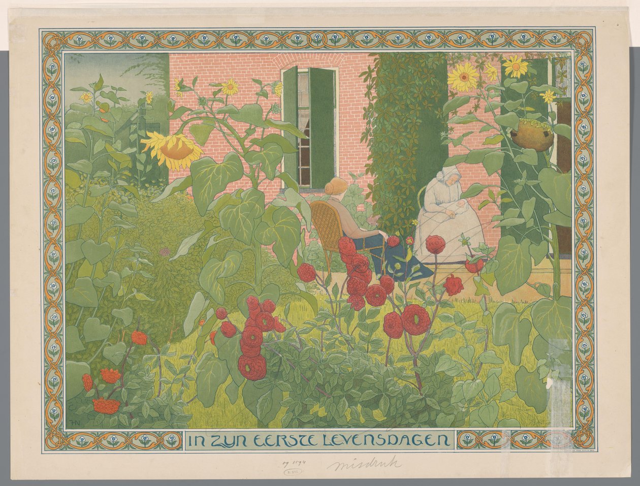 Két nő babával Életének első napjaiban (cím a tárgyon) alkotó: Ferdinand Hart Nibbrig