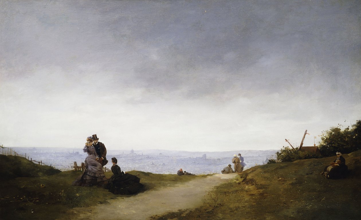 Párizs kilátása a Montmartre felől, alkotó: Ferdinand Heilbuth