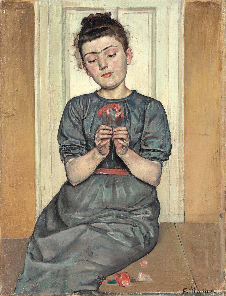 Virágkötészeti lány Lány szegfűvel, c. 1886 alkotó: Ferdinand Hodler