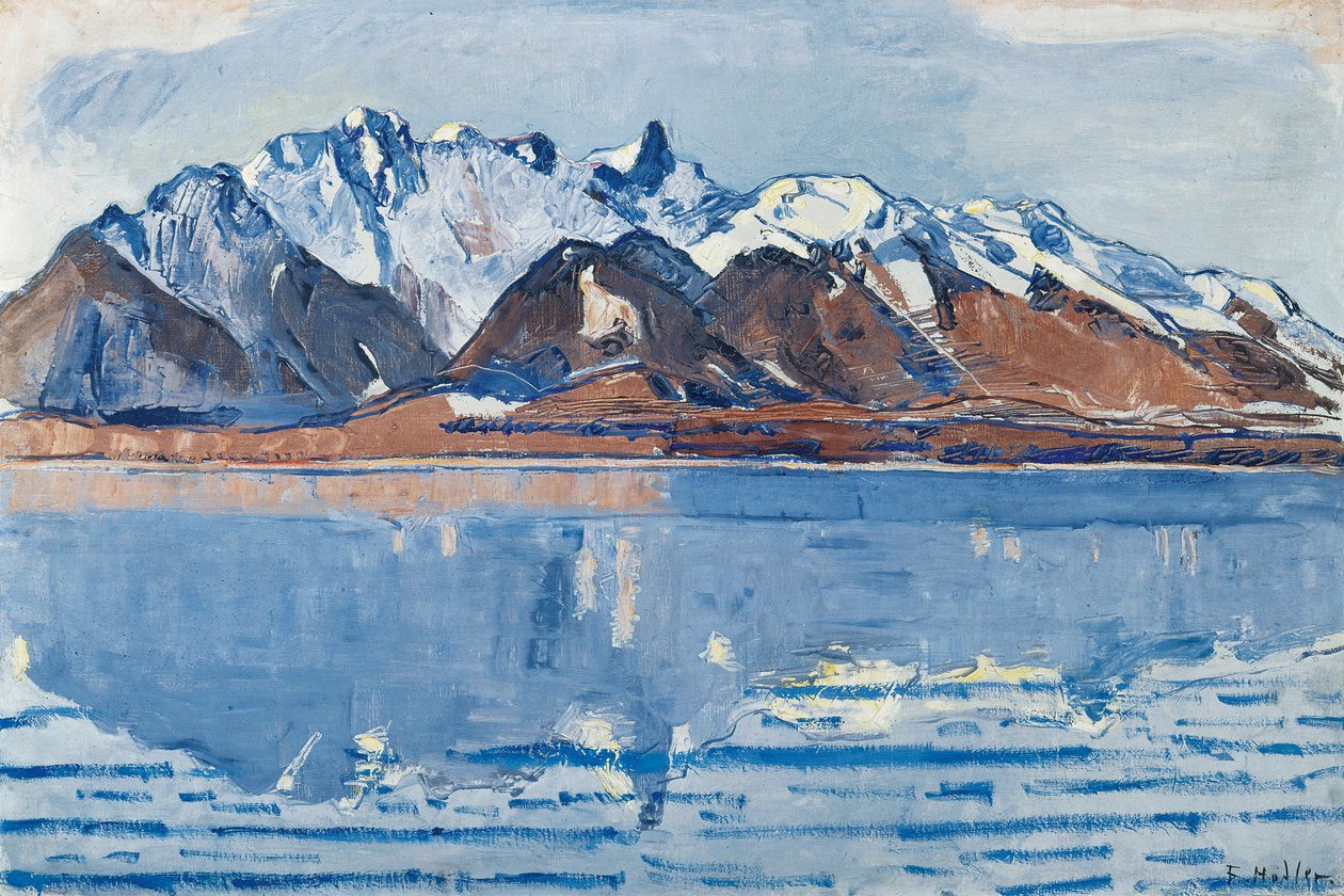 Thun-tó a Stockhorn-hegységtel, c. 1913. alkotó: Ferdinand Hodler