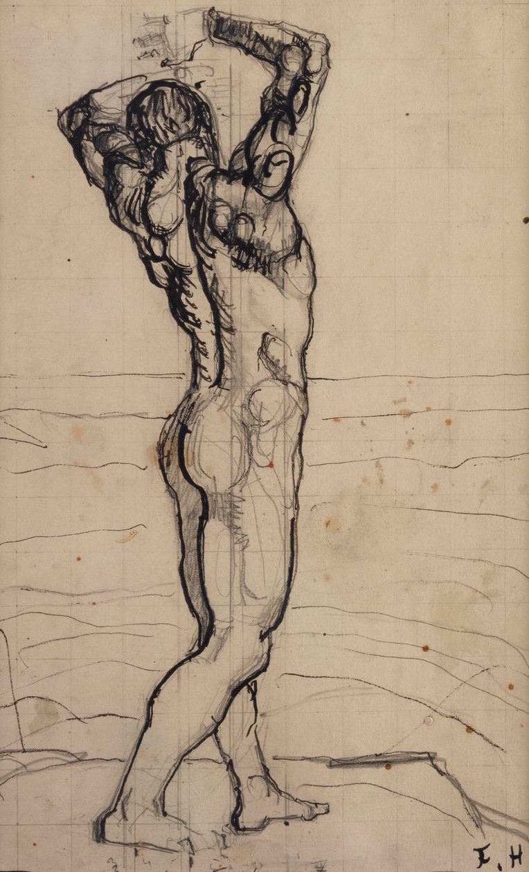 Male Act, Study for the Truth, c.1901-02 (ceruza és indiai tinta papíron) alkotó: Ferdinand Hodler