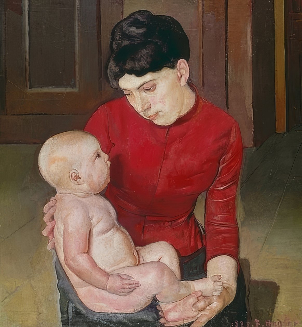 Anya és gyermek. 1887 alkotó: Ferdinand Hodler