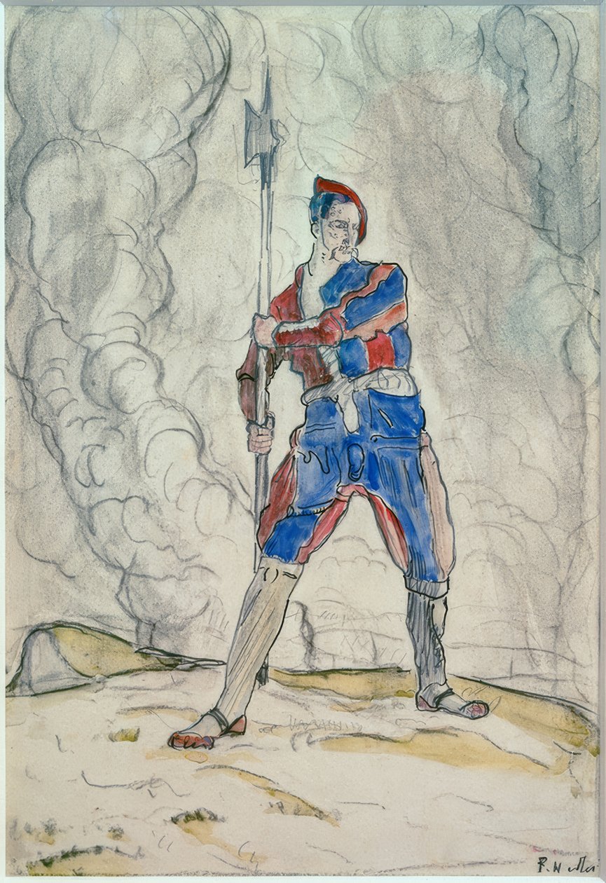 Standing Landsknecht, Tanulmány a marignánói csatához alkotó: Ferdinand Hodler