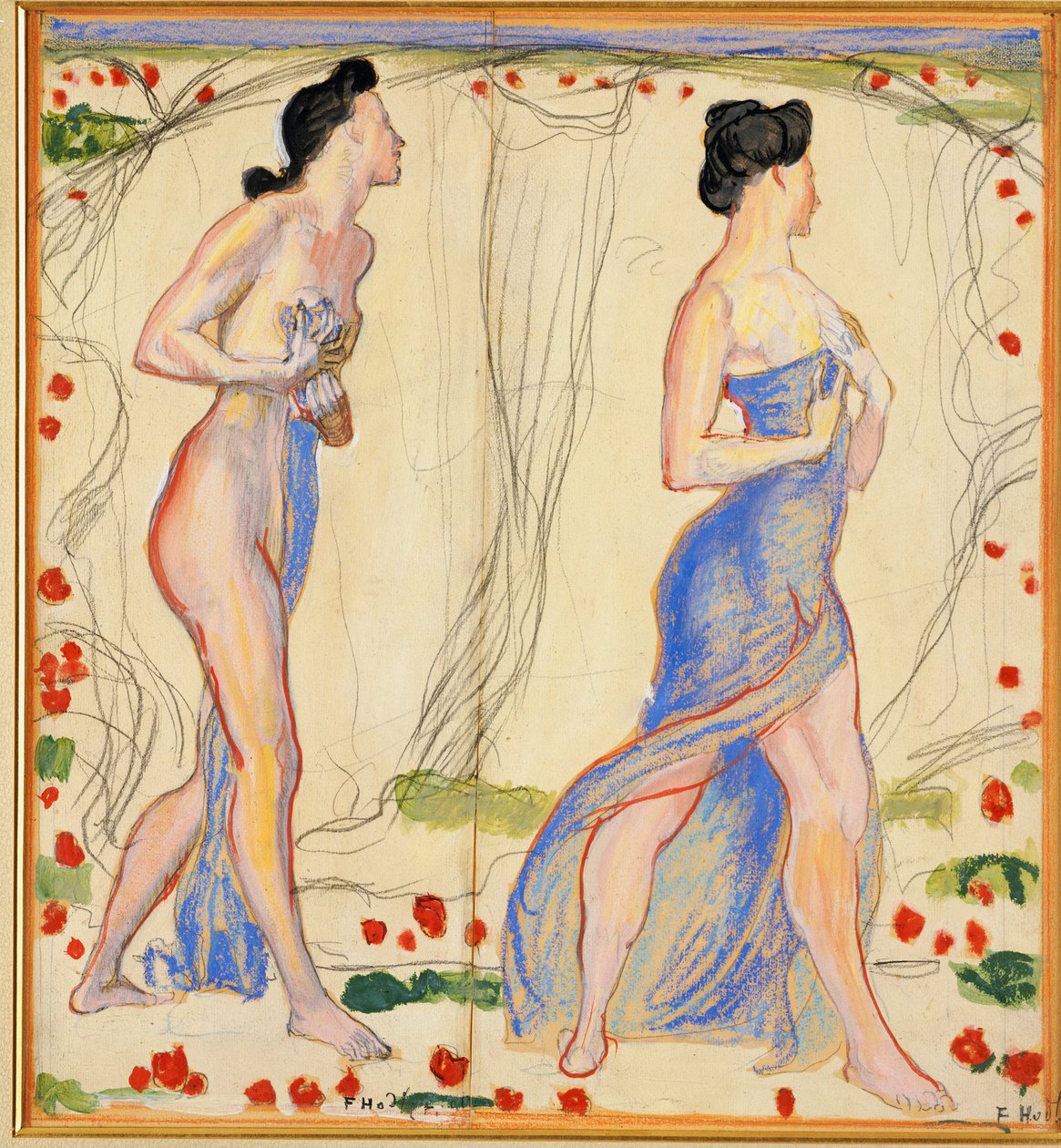 Tanulmány a "Die Cempfindung I" számára, 1901-2002 körül alkotó: Ferdinand Hodler