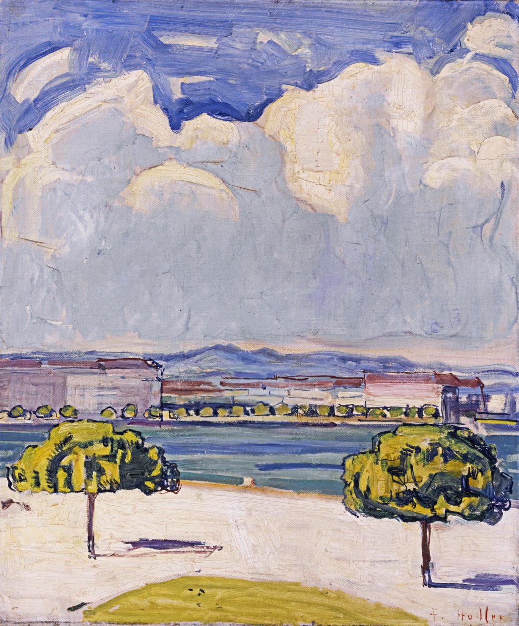 A Quai du Mont-Blanc Genfben a Jardin Anglais-ból nézve, c. 1910. alkotó: Ferdinand Hodler