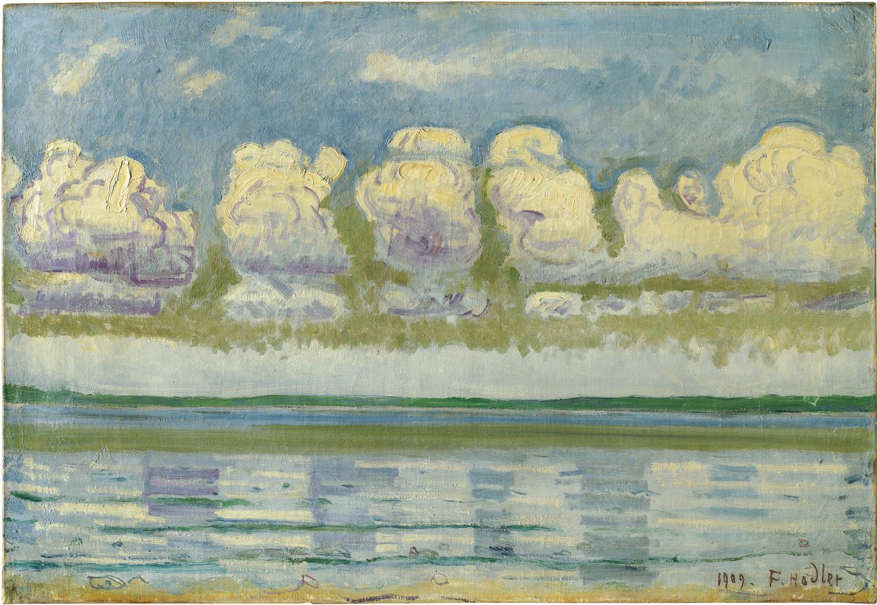""Kilátás a Genfi-tóról és a svájci juráról"" (Genfi-tó a svájci jurával) Ferdinand Hodler (1853-1918) festménye alkotó: Ferdinand Hodler