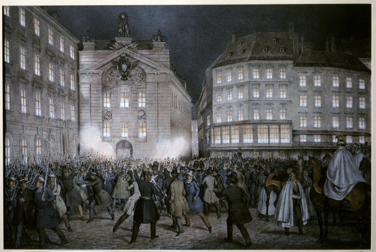MARZREVOLUTION: A diákok március 13. előestéjén kapják a fegyvert alkotó: Ferdinand Hofbauer