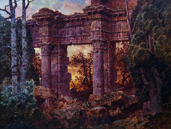 Római romok alkonyatkor (olaj, vászon) alkotó: Ferdinand Knab