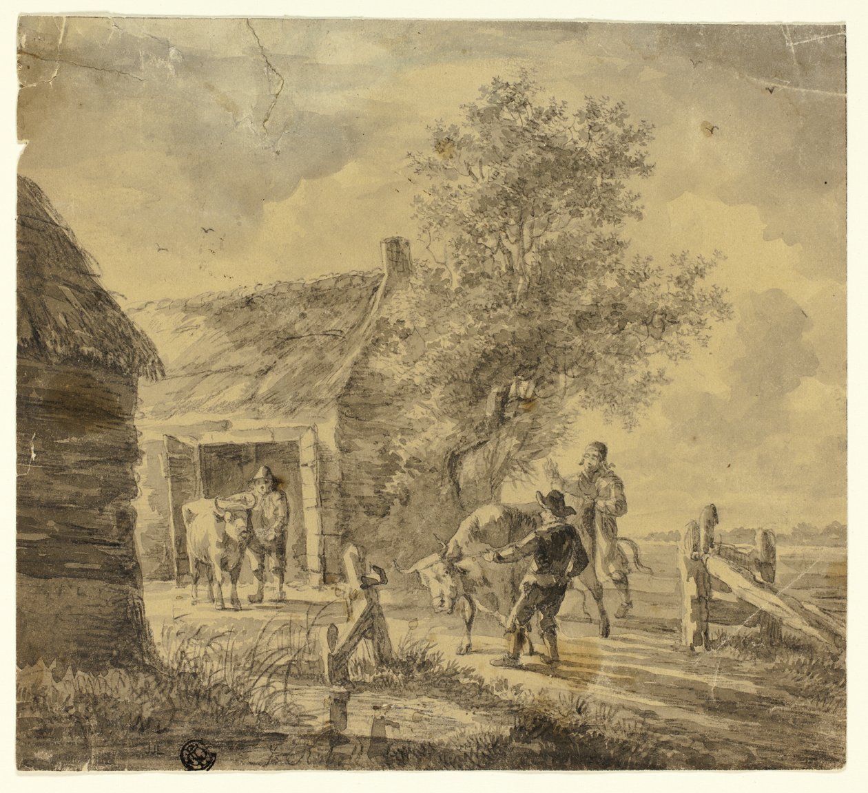 Farm férfiakkal és tehenekkel alkotó: Ferdinand Kobell