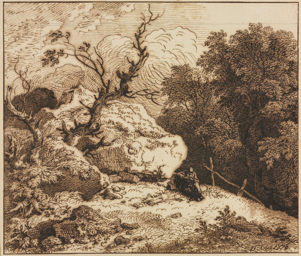 Remete erdős tájon, 1776. alkotó: Ferdinand Kobell
