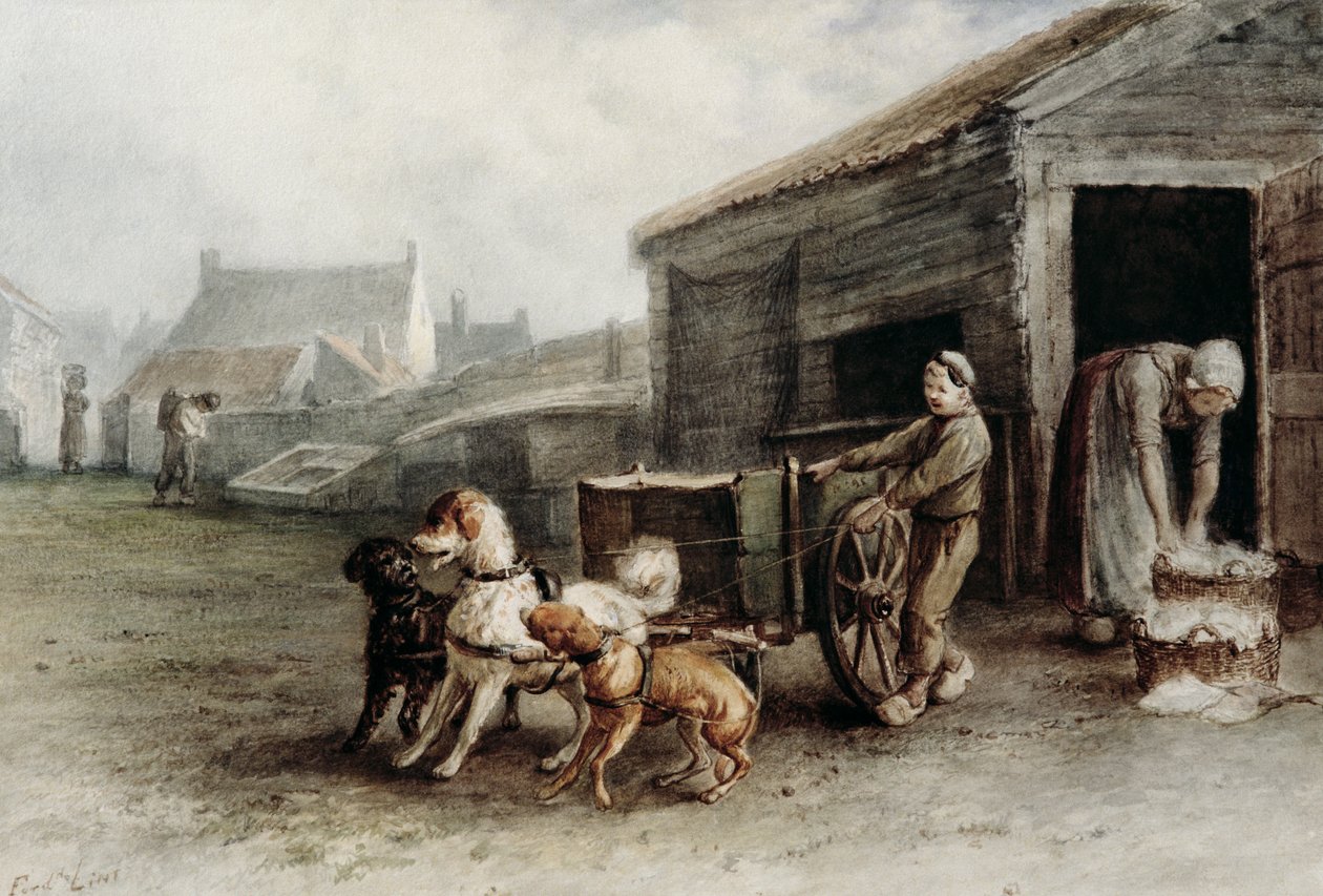 Kutyakocsi, Hollandia, 1890 körül (wc papíron) alkotó: Ferdinand Lintz