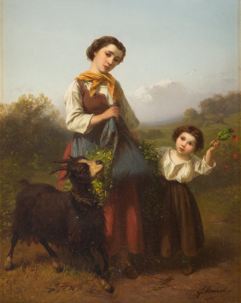 Ferdinand Marohn Fiatal pásztorlány gyermekkel alkotó: Ferdinand Marohn
