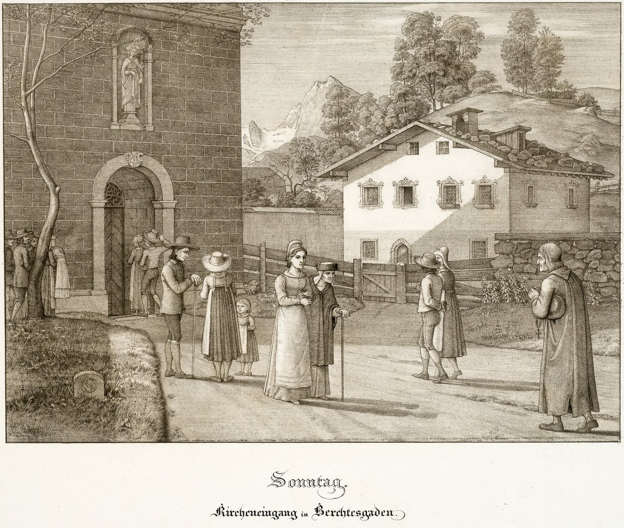 Vasárnap: Berchtesgaden melletti templomba járás alkotó: Ferdinand Olivier