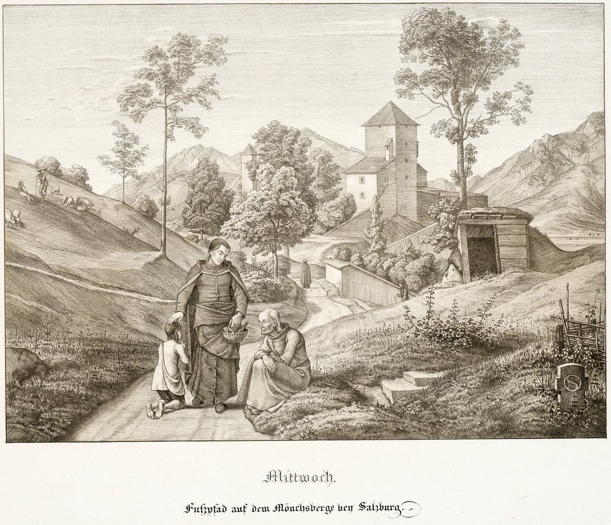 Szerda: Gyalogút a Mönchsbergen Salzburg mellett alkotó: Ferdinand Olivier