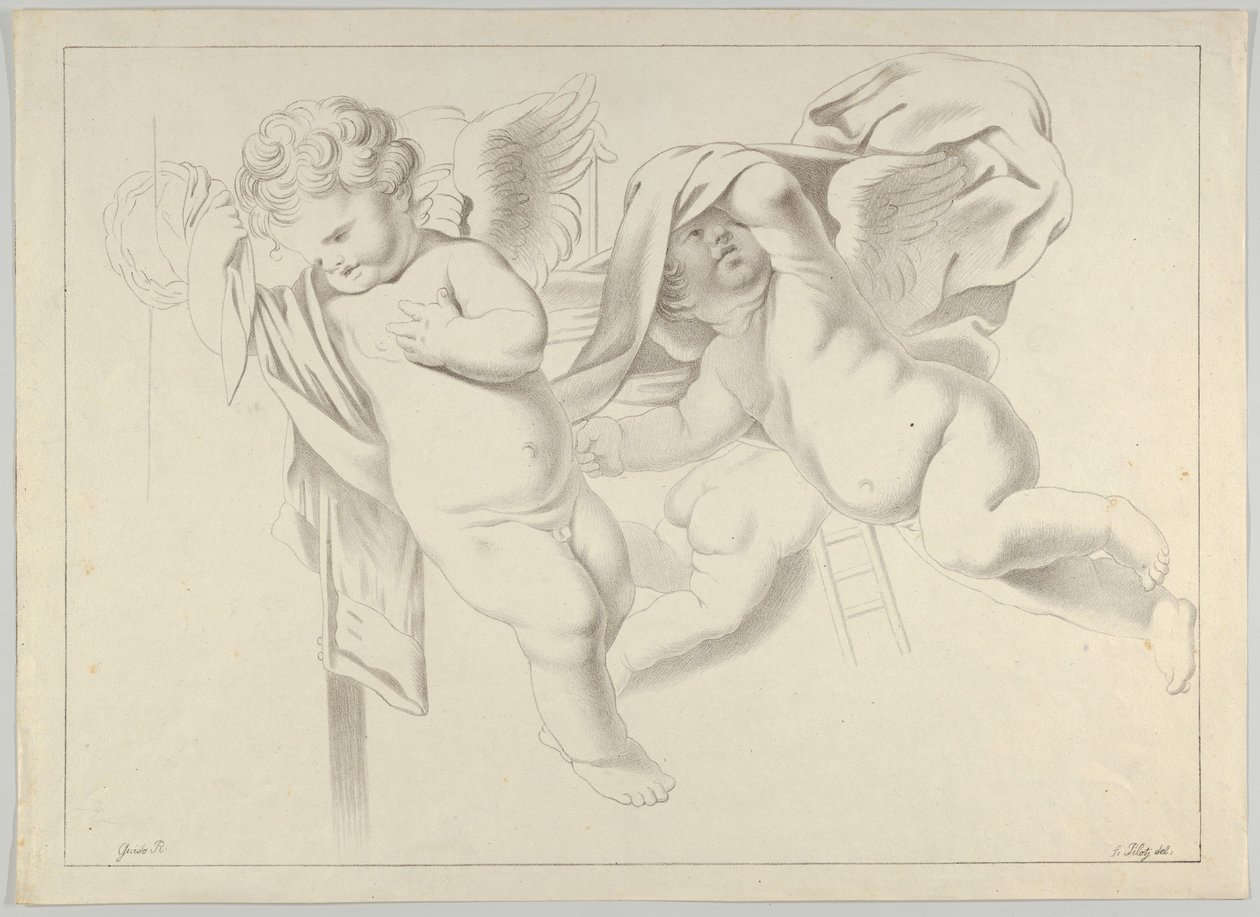 Három putti tanulmánya, kb. 1800-1844. alkotó: Ferdinand Piloty