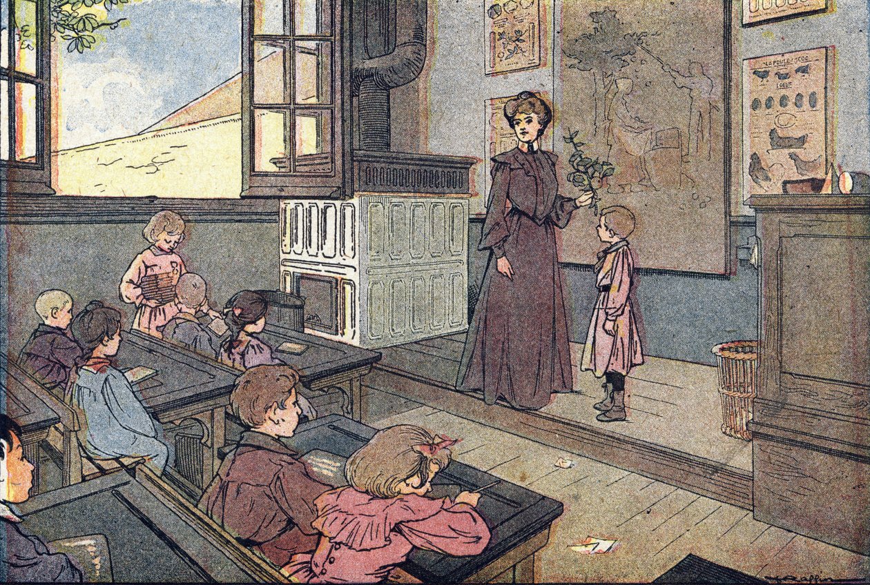 Órán, a gyermekkori képeskönyvben, 1900 körül (metszet) alkotó: Ferdinand Raffin