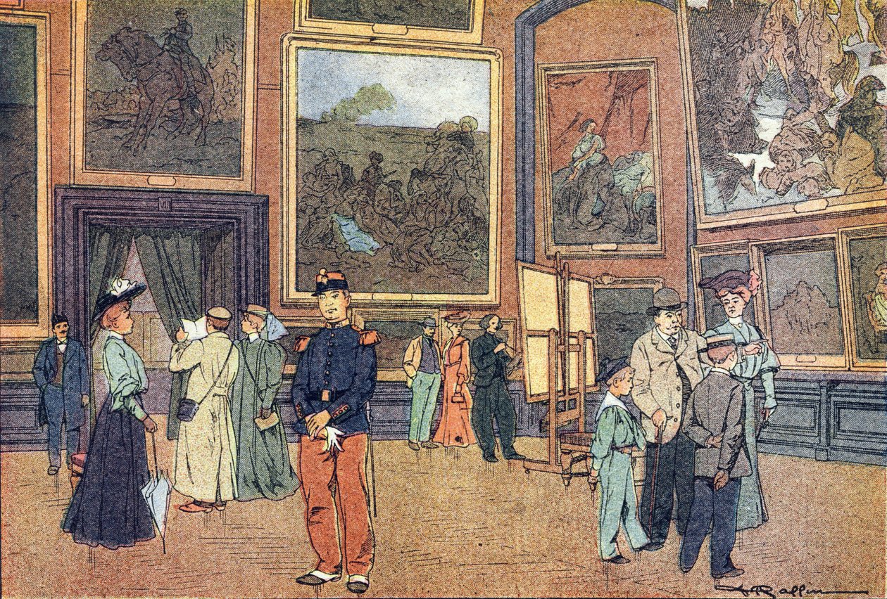 A Louvre Múzeum, a gyermekkori képeskönyvben, 1900 körül (metszet) alkotó: Ferdinand Raffin