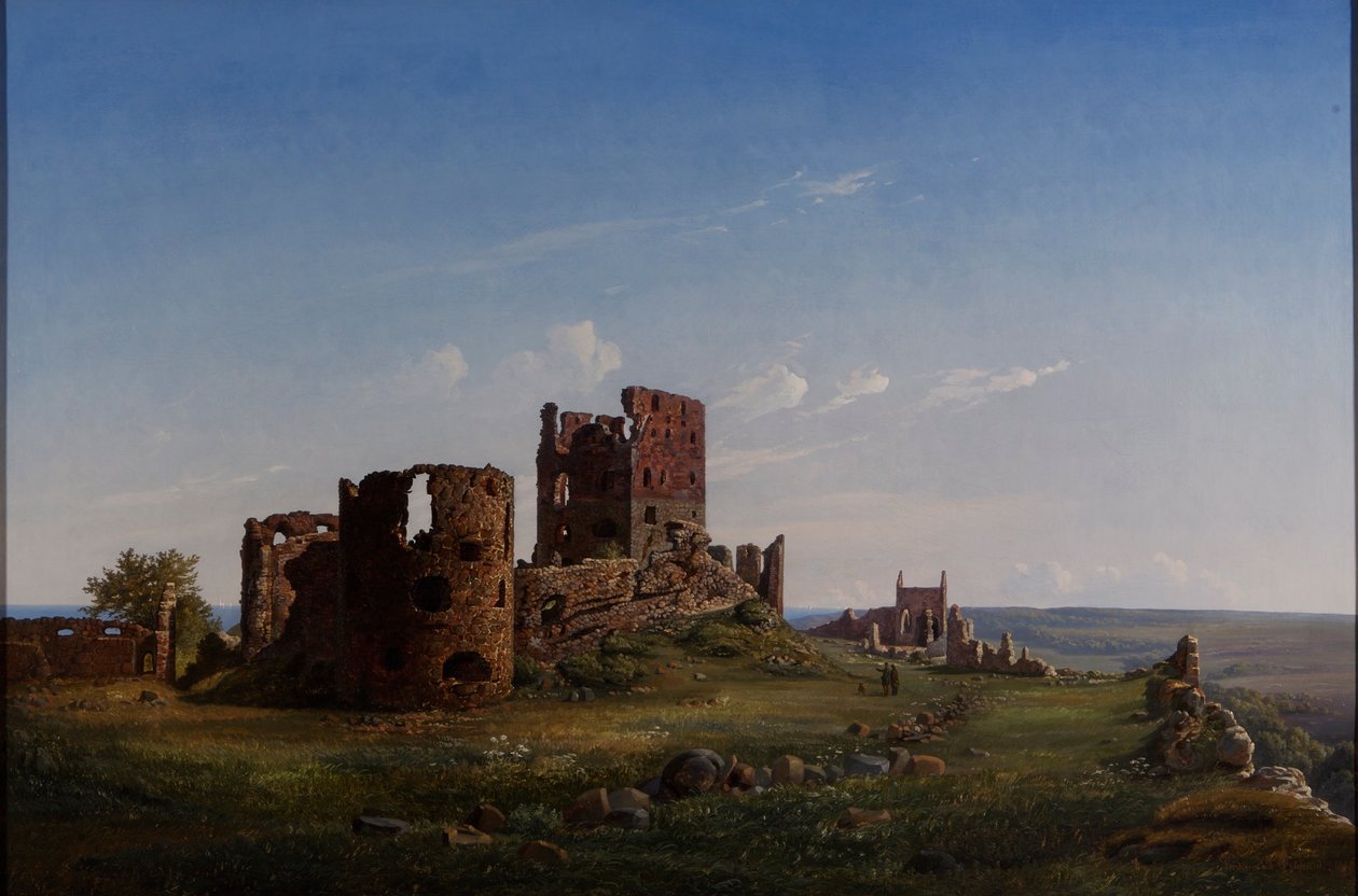 Hammershus romos várának látképe alkotó: Ferdinand Richardt