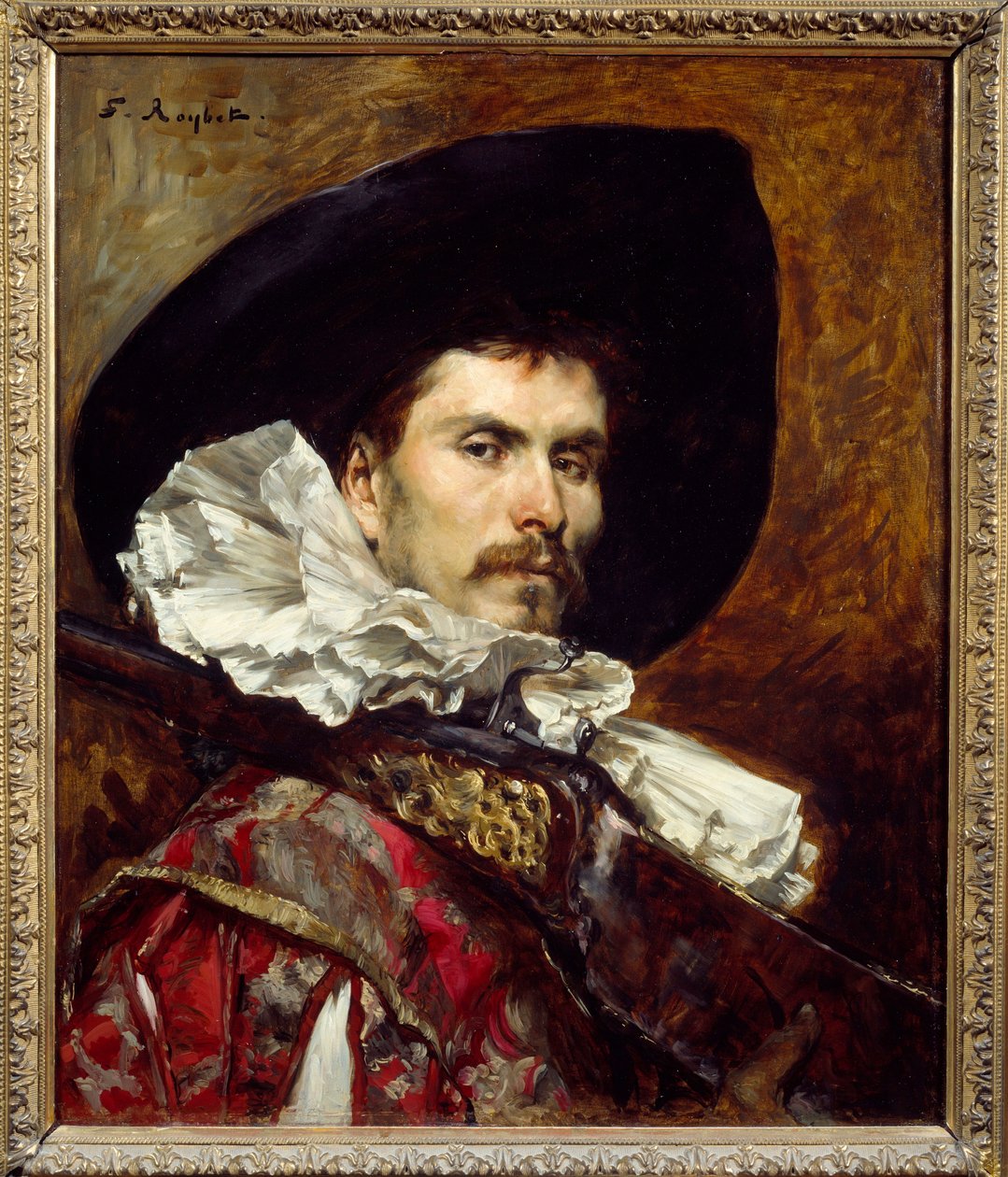 Harquebusier a 17. században Ferdinand Roybet festménye (1840-1920) 19. századi Lyon, Musee des Beaux Arts alkotó: Ferdinand Roybet
