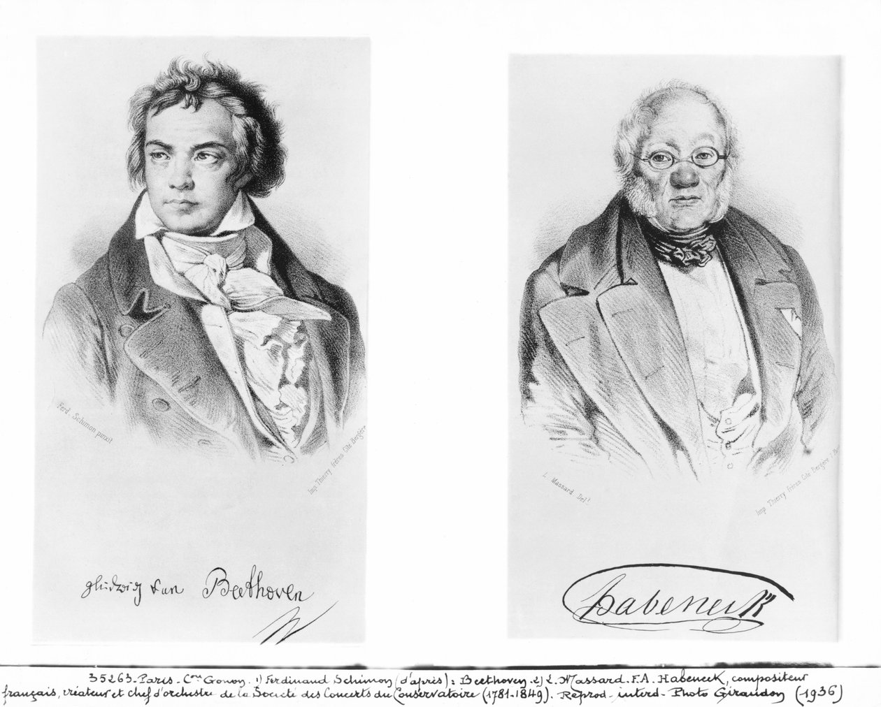 Ludwig van Beethoven (1770-1827) és Francois-Antoine Habeneck (1781-1849) alkotó: Ferdinand Schimon