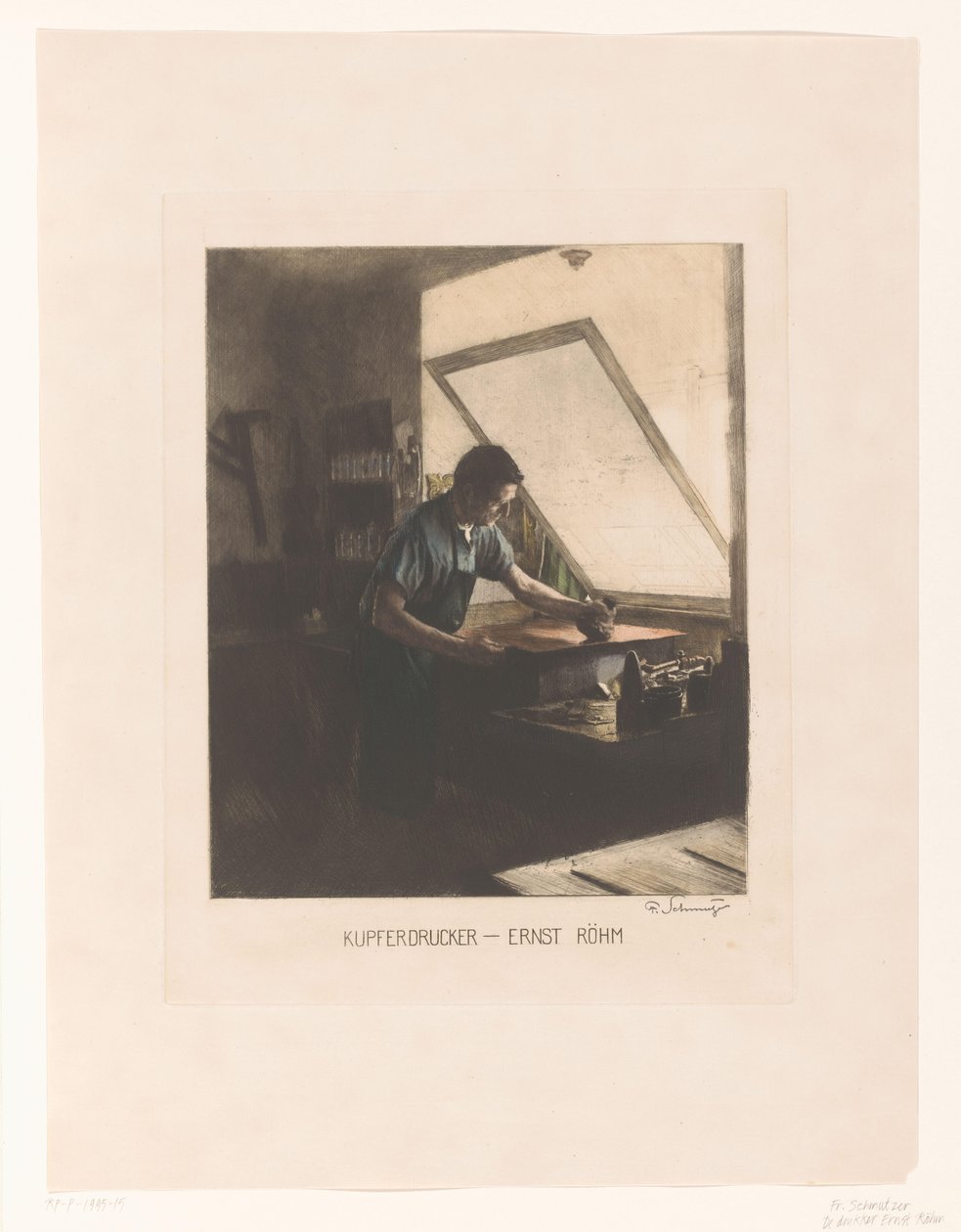 Ernst Röhm nyomdász portréja Réznyomtató - Ernst Röhm (cím a tárgyon) alkotó: Ferdinand Schmutzer (signed by artist)