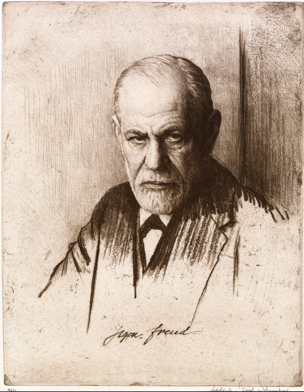Sigmund Freud (1856-1939) portréja. Ferdinand Schmutzer (1870-1928) munkája, metszet alkotó: Ferdinand Schmutzer