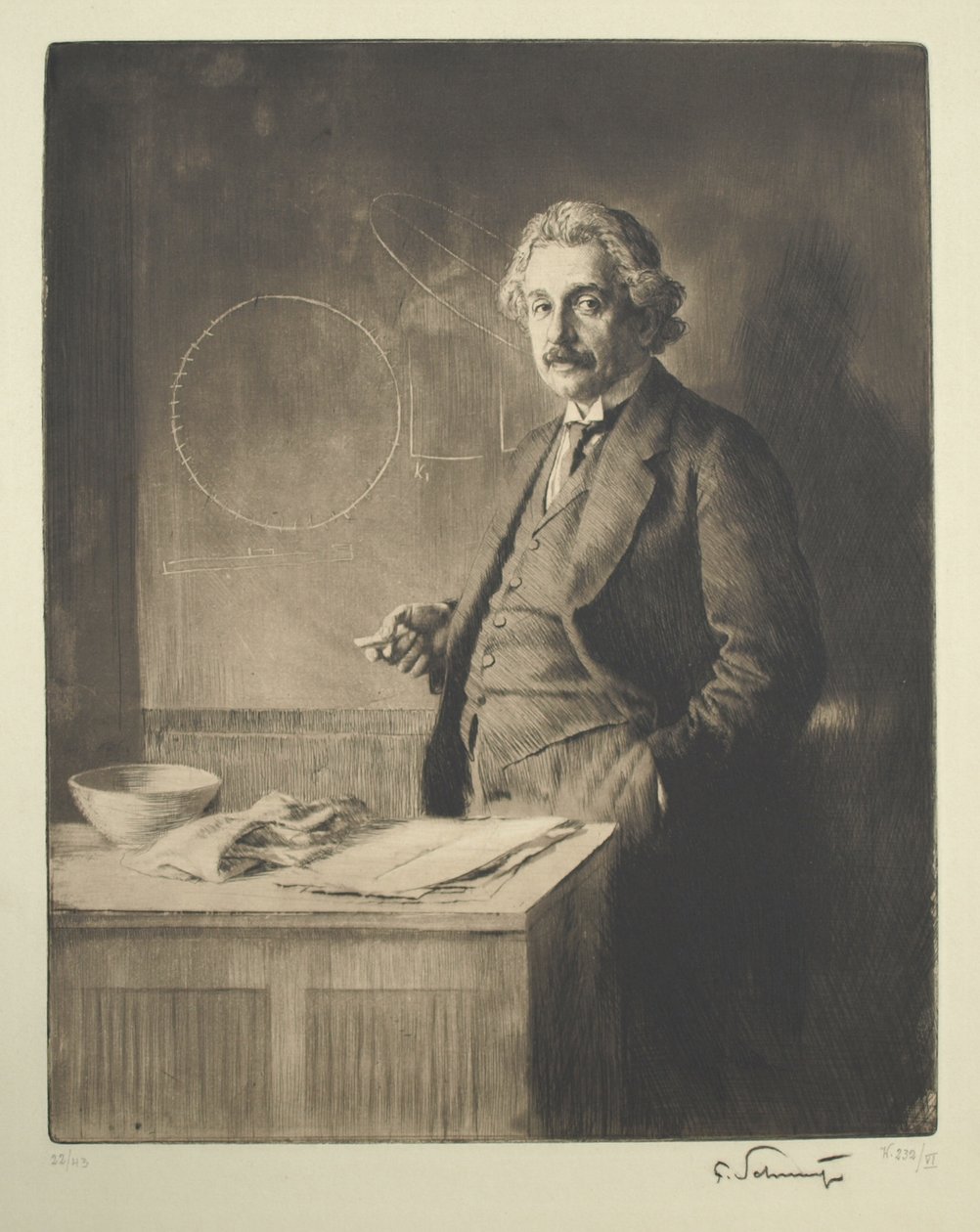 Albert Einstein portréja 1879-1955, 1921 alkotó: Ferdinand Schmutzer