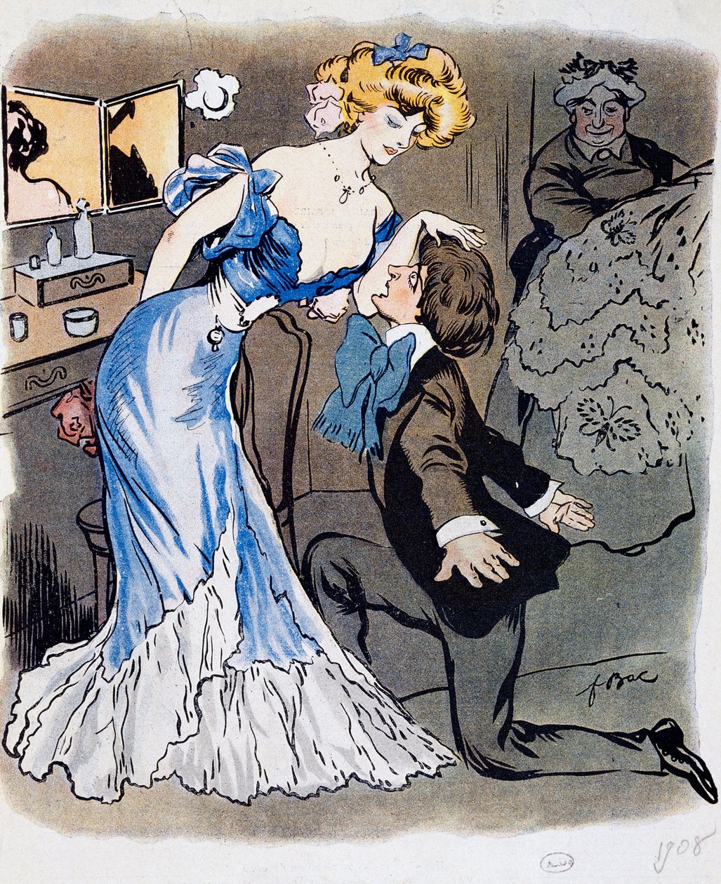 Les Demi-mondaines, Innamorato költő, karikatúra 1908-ban (illusztráció) alkotó: Ferdinand Sigismund Bac