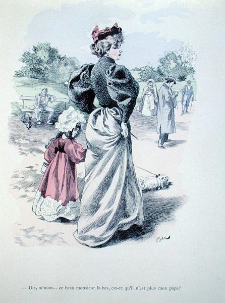 „Anya, az a férfi ott az apám?”, 1900 körül (színes metszet) alkotó: Ferdinand Sigismund Bac