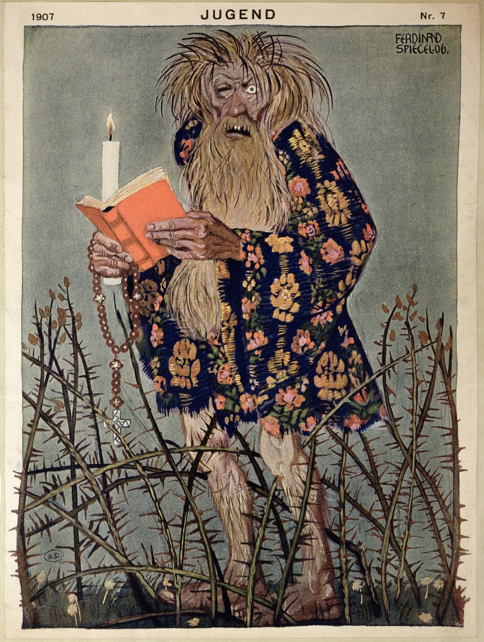 Egy troll, illusztráció a „Jugend” magazinból, 1907-ben Münchenben (színes litó) alkotó: Ferdinand Spiegel